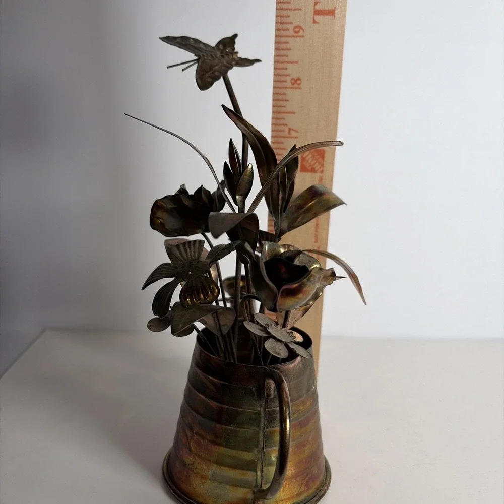 VTG Berkeley Copper Watering Can Floral Butterfly Music Box 